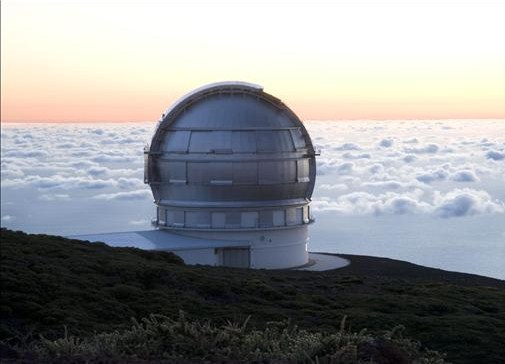 El Gran Telescopio Canarias en la isla de la Palma